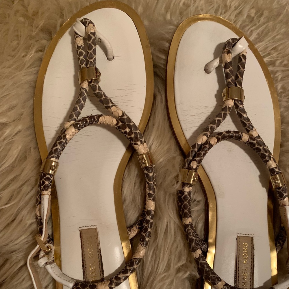 Mk Collection White Python Hartley Thong Sandles - image 2